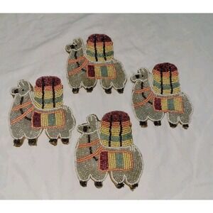 Petal & Co Colorful Beaded Llama Coasters Set of 4